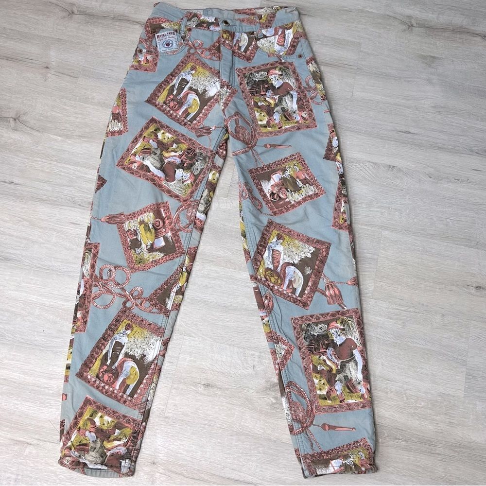 ROYAL FAKS Y2K Vintage Rare Legging Ceremonial Print Style Size 28.